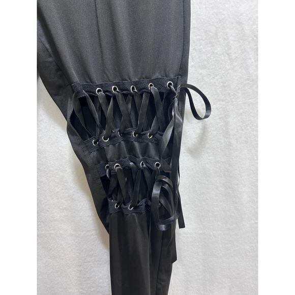 Dressfo Black Corset Leg Lace Up Legging Pant Size 8 Pull On Gothic Grunge Emo - Picture 4 of 8